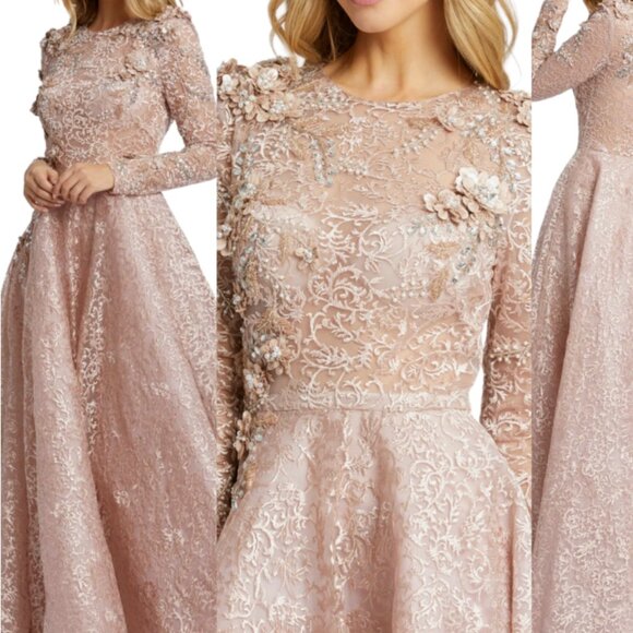 Mac Duggal Style 5124 Embellished Long Sleeve Illusion Gown Dress